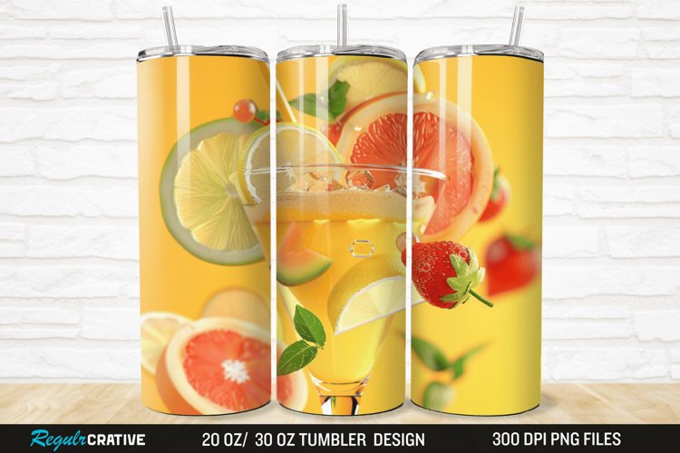 3D Fruit Cocktail 20/30oz Skinny Tumbler