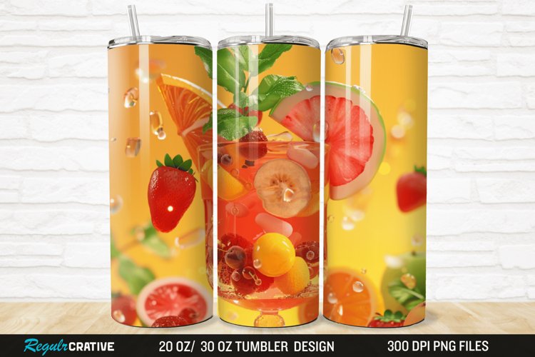 3D Fruit Cocktail 20/30oz Skinny Tumbler