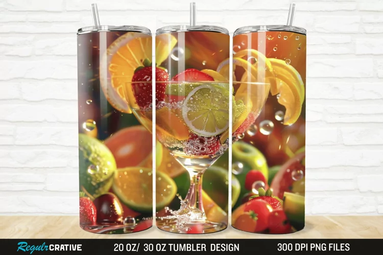 3D Fruit Cocktail 20/30oz Skinny Tumbler