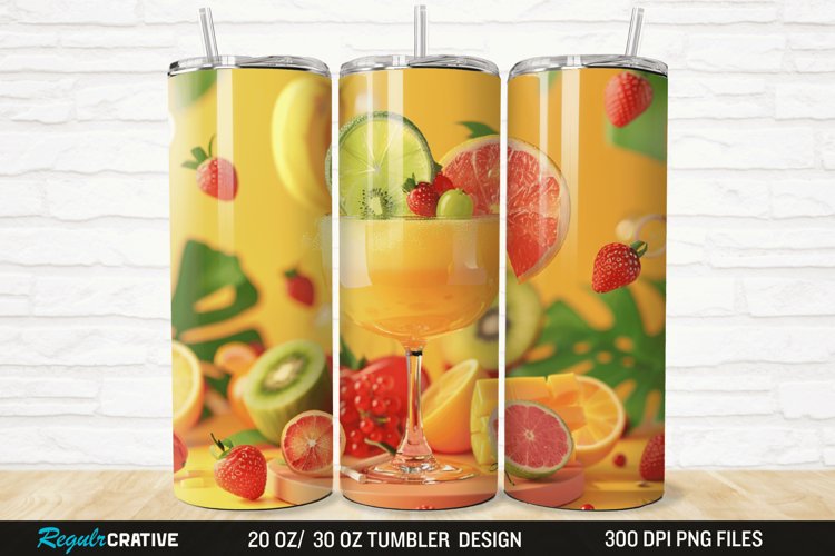 3D Fruit Cocktail 20/30oz Skinny Tumbler