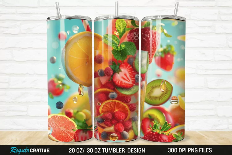 3D Fruit Cocktail 20/30oz Skinny Tumbler