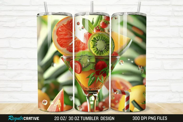 3D Fruit Cocktail 20/30oz Skinny Tumbler
