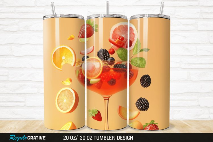 3D Fruit Cocktail 20/30oz Skinny Tumbler example image 1