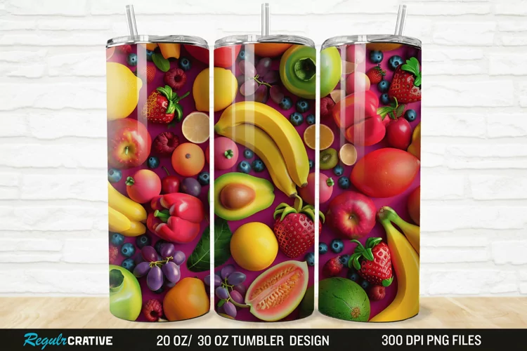 3D Fruit 20/30oz Skinny Tumbler