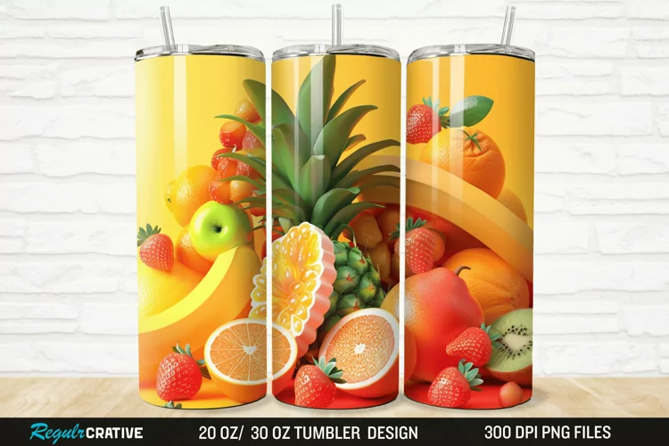 3D Fruit 20/30oz Skinny Tumbler