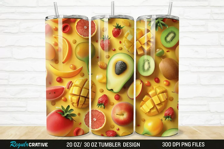 3D Fruit 20/30oz Skinny Tumbler
