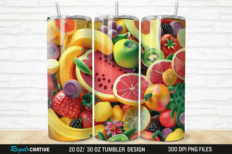 3D Fruit 20/30oz Skinny Tumbler