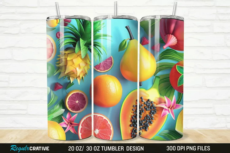 3D Fruit 20/30oz Skinny Tumbler