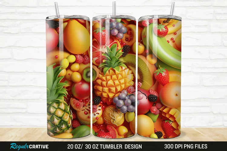 3D Fruit 20/30oz Skinny Tumbler