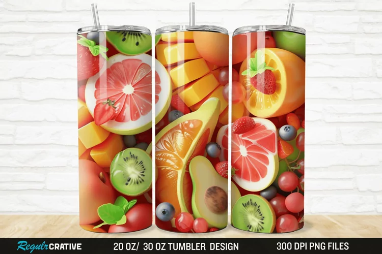 3D Fruit 20/30oz Skinny Tumbler