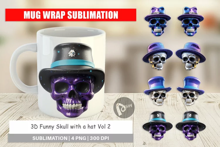 Mug Wrap Design 3D Funny Skull