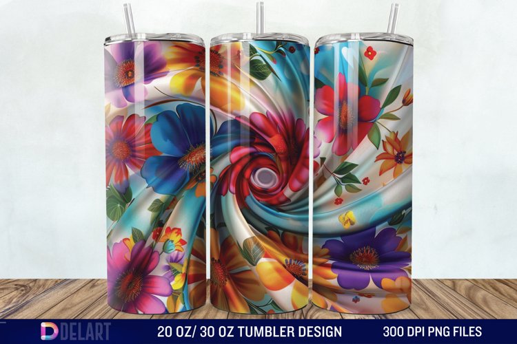 3d Galaxy Cartoon Floral Flower Tumbler Wrap example image 1