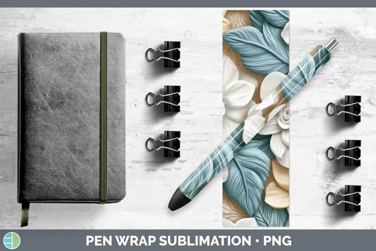 3D Gardenia Pen Wrap Sublimation Epoxy Pen Designs