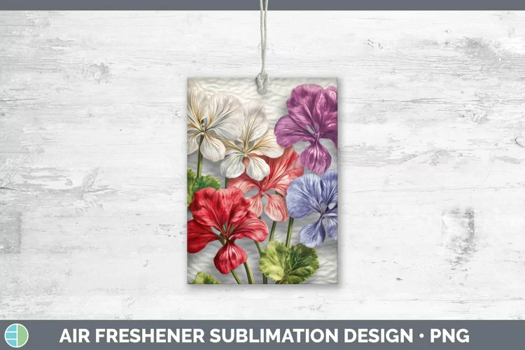 3D Geranium Air Freshener | Sublimation Car Freshener Design