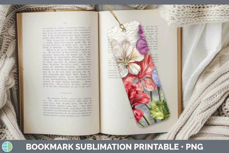 3D Geranium Bookmark Sublimation Printable Designs