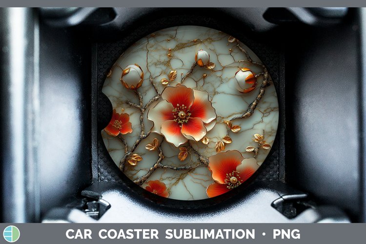 3D Geranium Car Coaster Sublimation Coaster Designs