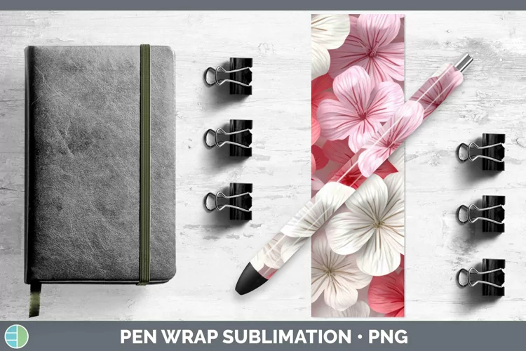 3D Geranium Pen Wrap | Sublimation Epoxy Pen Designs