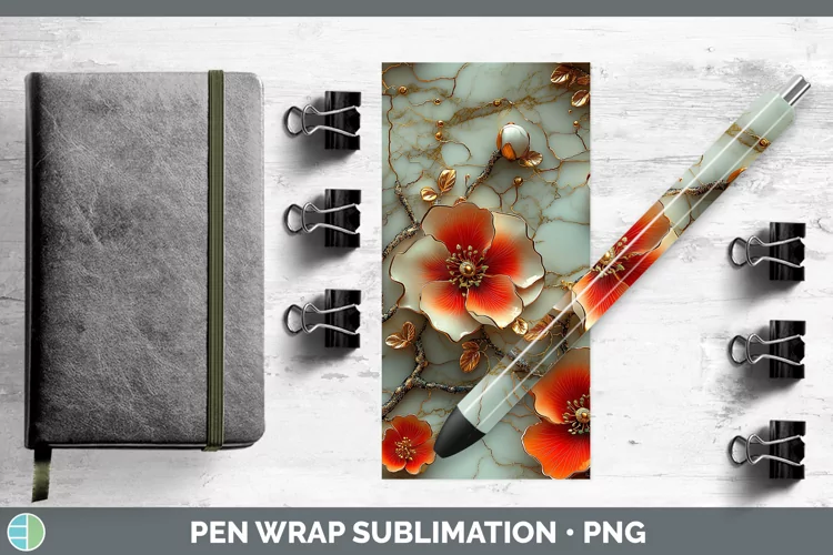3D Geranium Pen Wrap Sublimation Epoxy Pen Designs