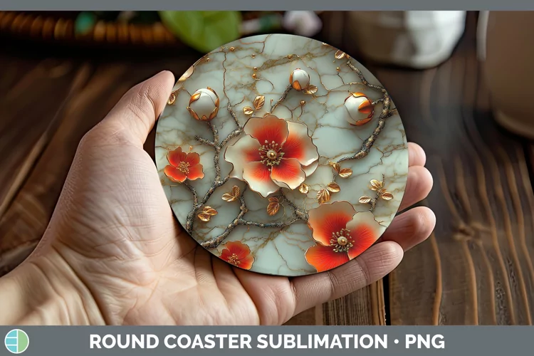3D Geranium Round Coaster Sublimation Coaster Designs