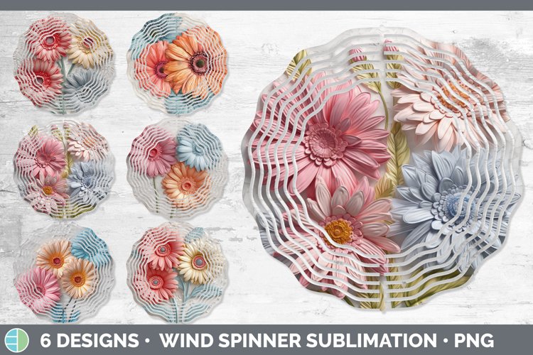 3D Gerbera Daisy Flowers Wind Spinner | Sublimation Spinner