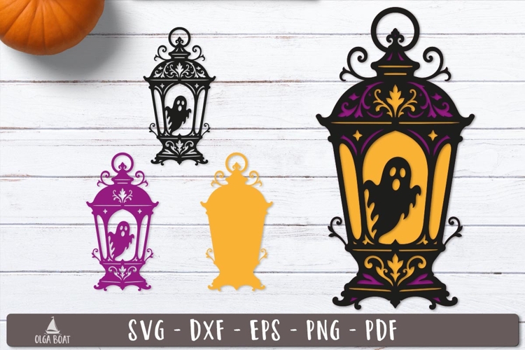 3d Ghost Lantern Halloween Layered SVG design