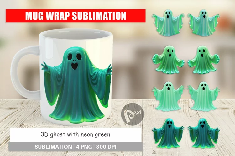 Mug Wrap Design 3D Ghost Green