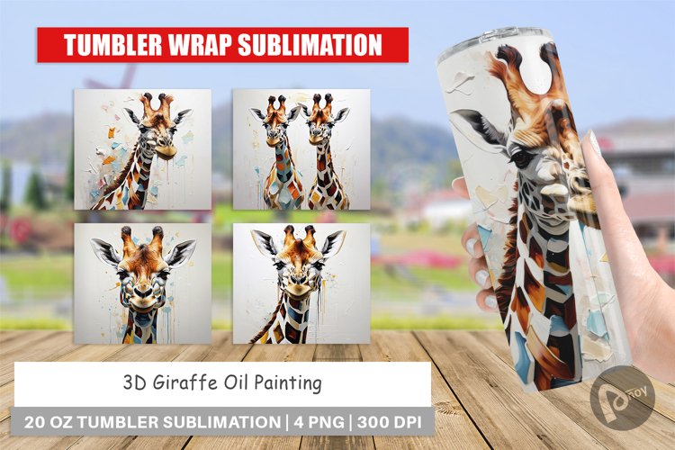 Tumbler Wrap 3D Giraffe Painting