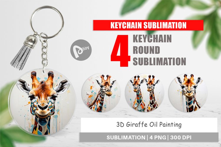 Keychain 3D Giraffe Painting