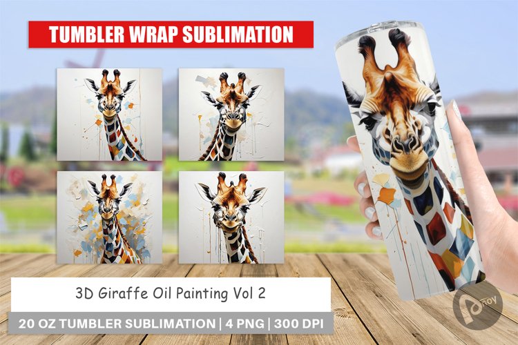 Tumbler Wrap 3D Giraffe Painting