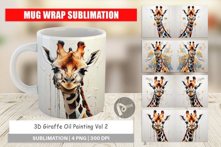 Mug Wrap Design 3D Giraffe Painting