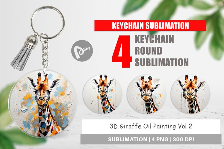Keychain 3D Giraffe Painting