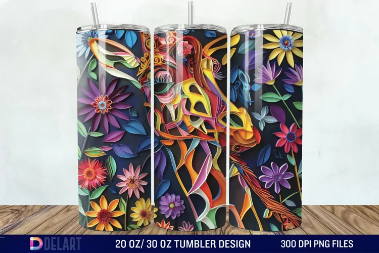 3D Giraffe Papercut Stained Glass Tumbler Wrap