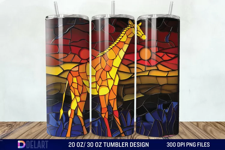 3D Giraffe Papercut Stained Glass Tumbler Wrap