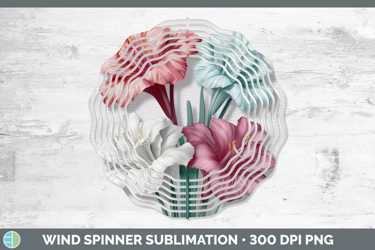 3D Gladiolus Flowers Wind Spinner | Sublimation Spinner Desi