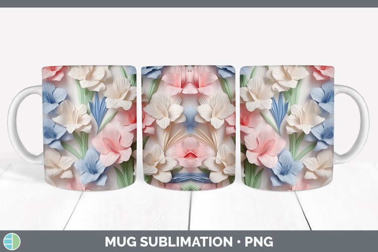 3D Gladiolus Mug Wrap | Sublimation Coffee Cup Designs