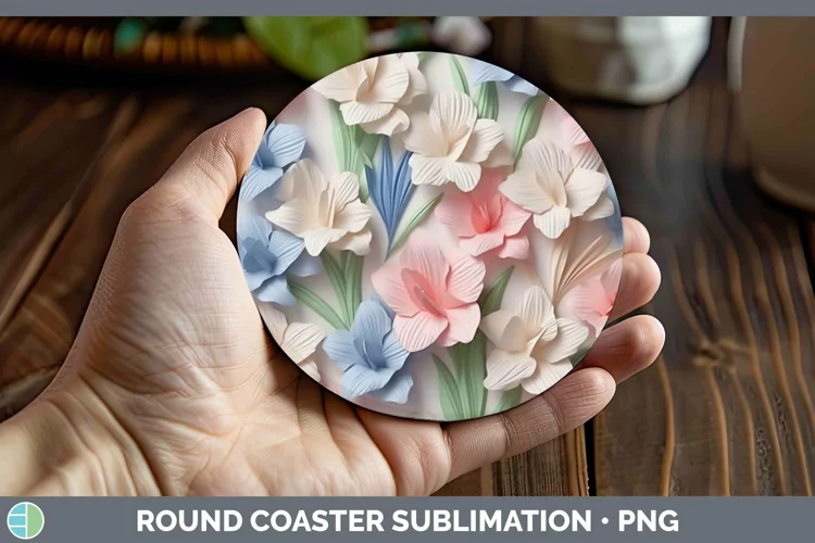 3D Gladiolus Round Coaster | Sublimation Coaster Designs