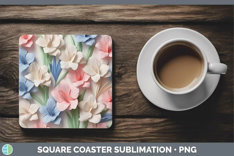 3D Gladiolus Square Coaster | Sublimation Coaster Designs
