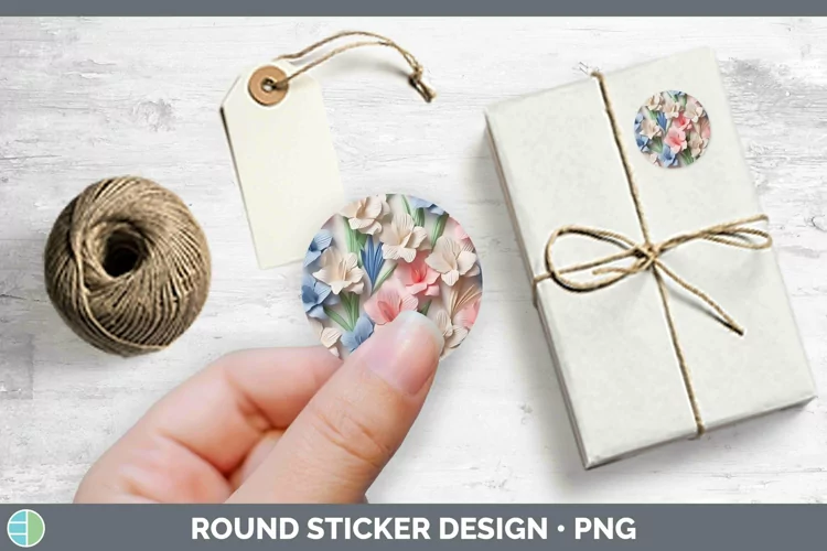 3D Gladiolus Stickers | Round Labels Designs