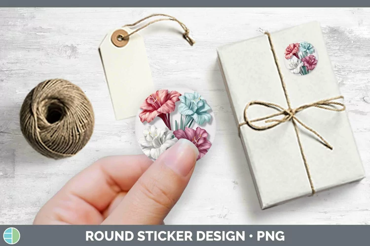 3D Gladiolus Stickers | Round Labels Designs