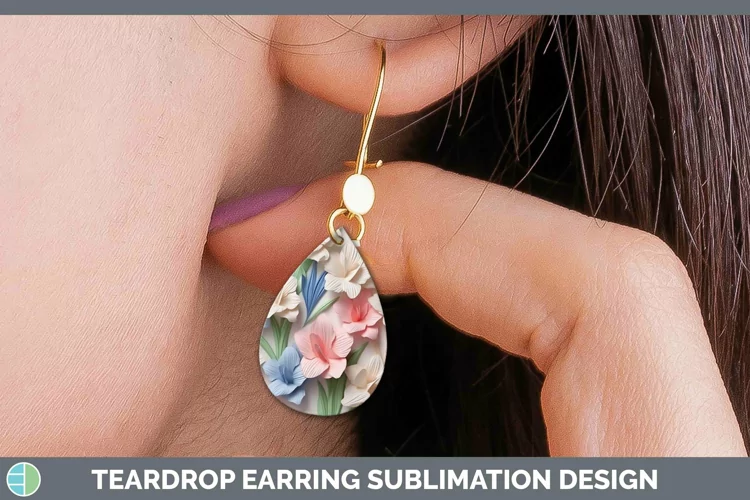 3D Gladiolus Teardrop Earrings | Sublimation Earrings Design