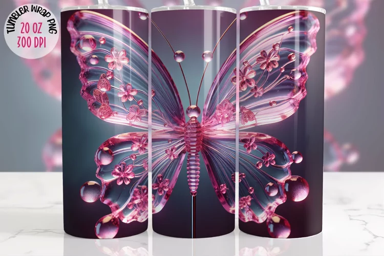 3D Butterfly Tumbler 20 oz Sublimation