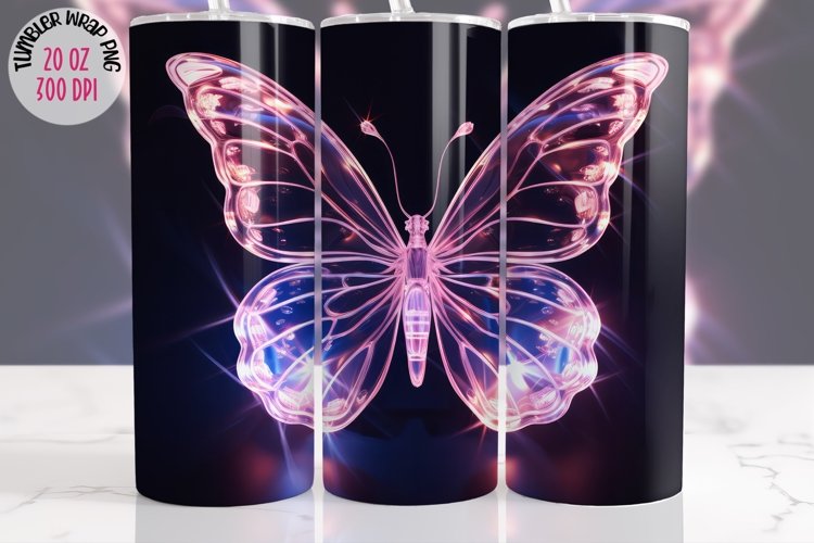 3D GlassButterfly Tumbler 20 oz tumbler wrap, I Love You Png
