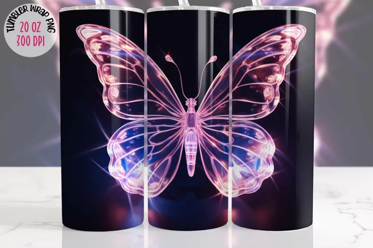 3D Butterfly Tumbler 20 oz Sublimation