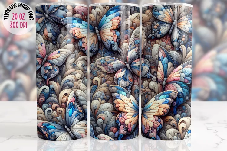 3D Butterfly Tumbler 20 oz Sublimation