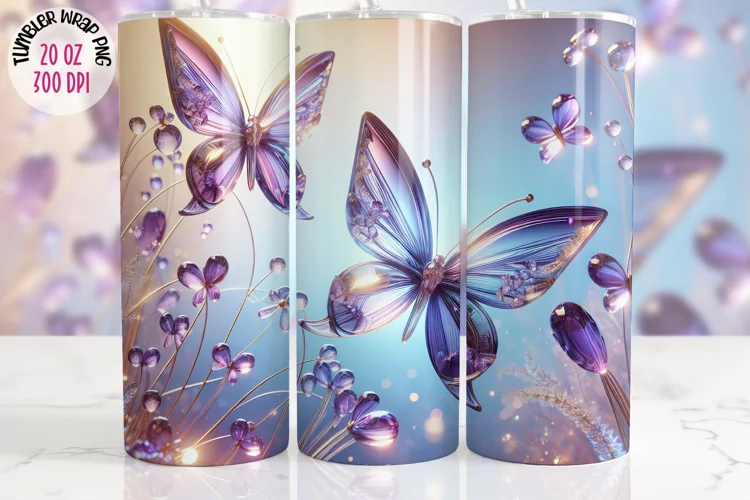 3D Butterfly Tumbler 20 oz Sublimation