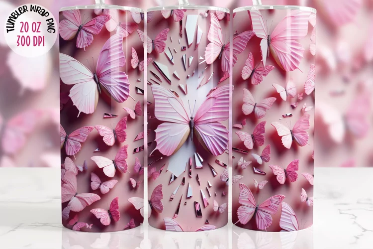 3D Butterfly Tumbler 20 oz Sublimation