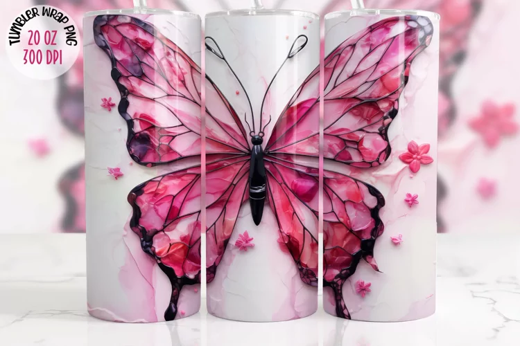3D Butterfly Tumbler 20 oz Sublimation
