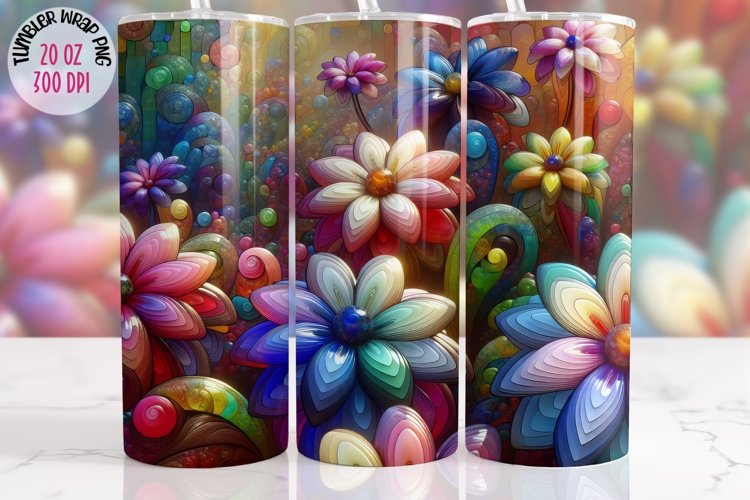 3D Flowers Tumbler 20 oz Sublimation