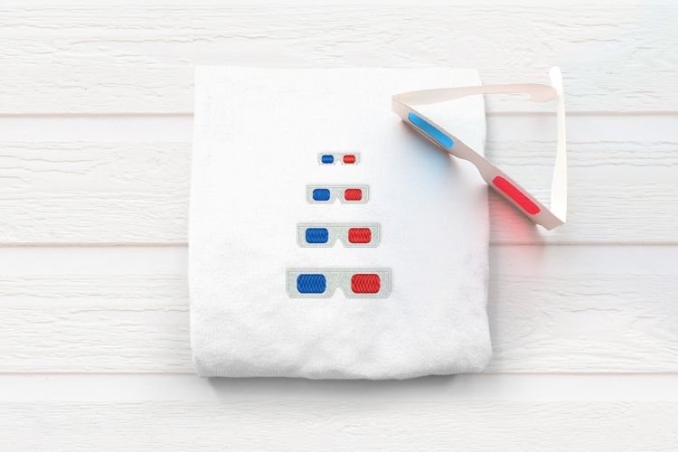 3D Glasses Mini Embroidery File