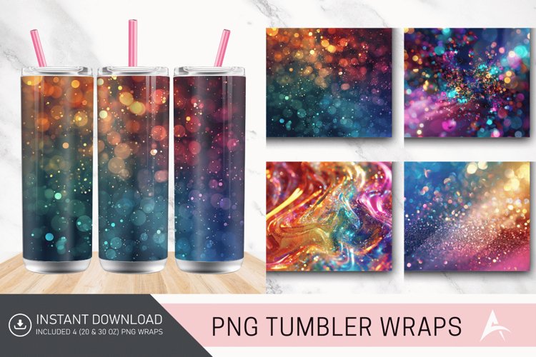 3D Glitter Colorful Tumbler Wrap